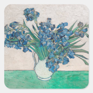 Adesivo Quadrado Pintura Impressionista Vaso de Íris de Van Gogh