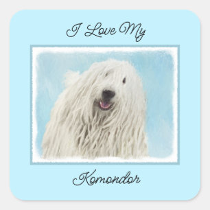 Adesivo Quadrado Pintura Komondor - Arte Cachorra Original