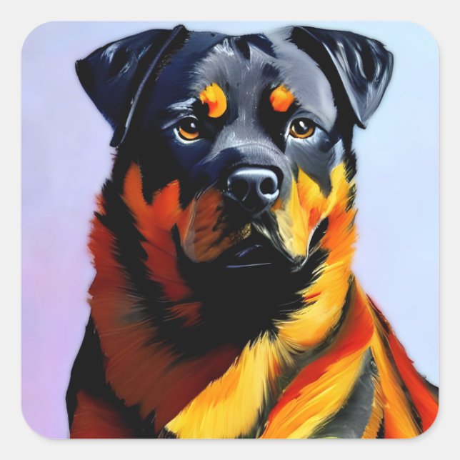 Adesivo Quadrado Pintura rottweiler (Frente)