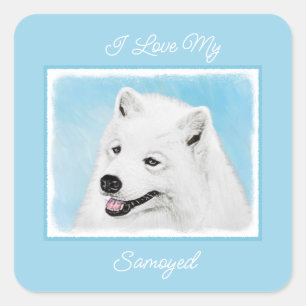 Adesivo Quadrado Pintura Samoyed - Rua Cachorro Original Bonita