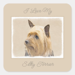 Adesivo Quadrado Pintura Silky Terrier - Squ de Arte Cachorro Origi