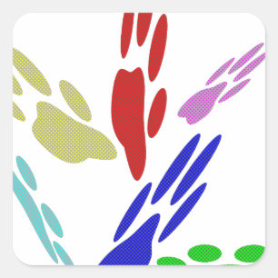 Adesivo Quadrado Pinturas De Pata De Cão Com Bolinhas