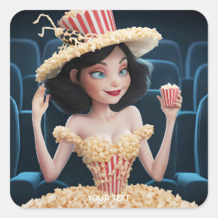 Adesivo Quadrado Pipoca de Cinema de Menina Gelada