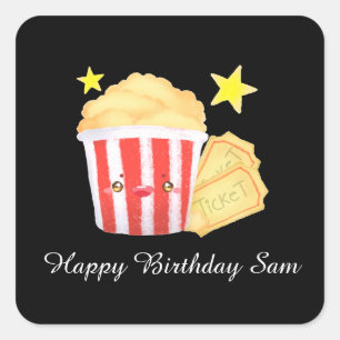 Adesivo Quadrado Pipoca E Bilhetes Noturnos De Filme