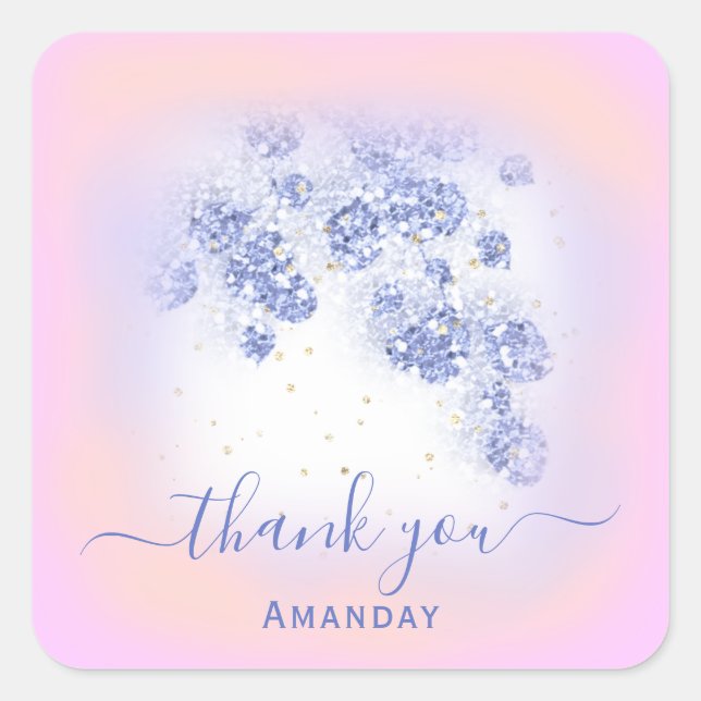 Adesivo Quadrado Pique de Cinza de Confetti Dourada Floral, brilhan (Frente)