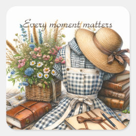 Adesivo Quadrado Piquenique central do Vintage Cottage