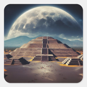 Adesivo Quadrado Pirâmide da Lua, Teotihuacan, México Viagem
