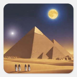 Adesivo Quadrado Pirâmides de Giza e Lua