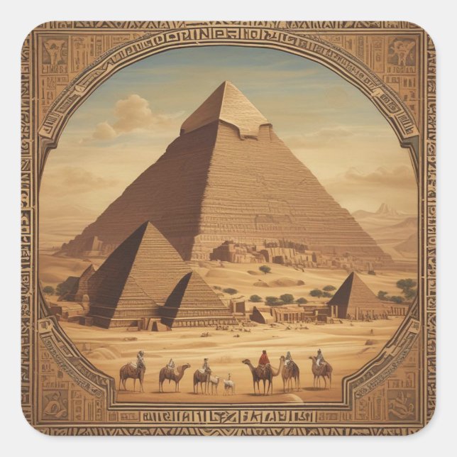 Adesivo Quadrado Pirâmides Giza (Frente)