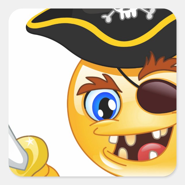 Adesivo Quadrado pirata emoji (Frente)
