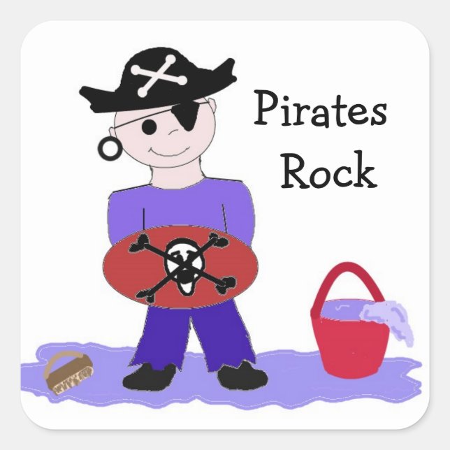 Adesivo Quadrado Piratas Rock (Frente)