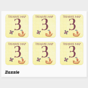 Adesivo Quadrado Pirate Treasure Map Age 3
