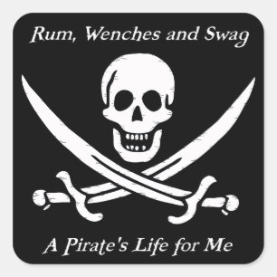 Adesivo Quadrado Pirates Life Black Stickers - pacote de 20