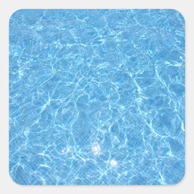 Adesivo Quadrado Piscina do Partido Elegante Trendy Vazio Azul Água (Frente)