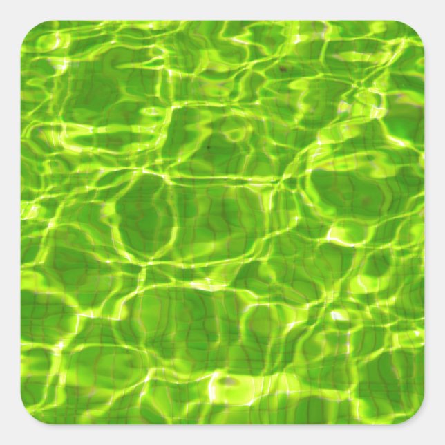 Adesivo Quadrado Piscina Verde Padrões de água neon colorido (Frente)