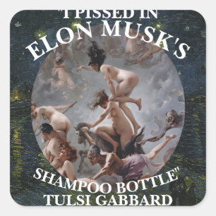 ADESIVO QUADRADO PISEI NO GABBARD DE TULSI DA SHAMPOO DE ELON MUSK