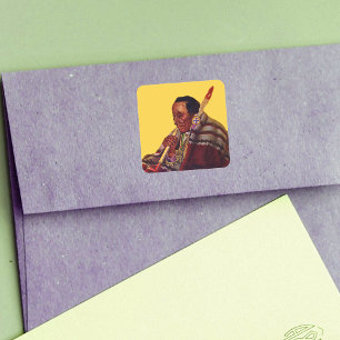 Adesivo Quadrado Pista de Paz de Pena Masculina Nativa Americana Ma