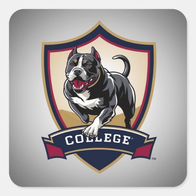Adesivo Quadrado Pitbull na faculdade: Logotipo (Frente)