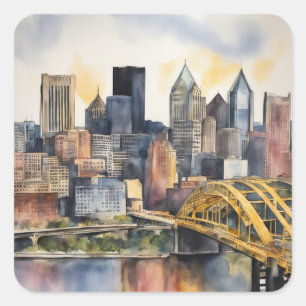 Adesivo Quadrado Pittsburgh Cityscape