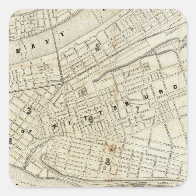 Adesivo Quadrado Pittsburgh, Pensilvânia (Frente)