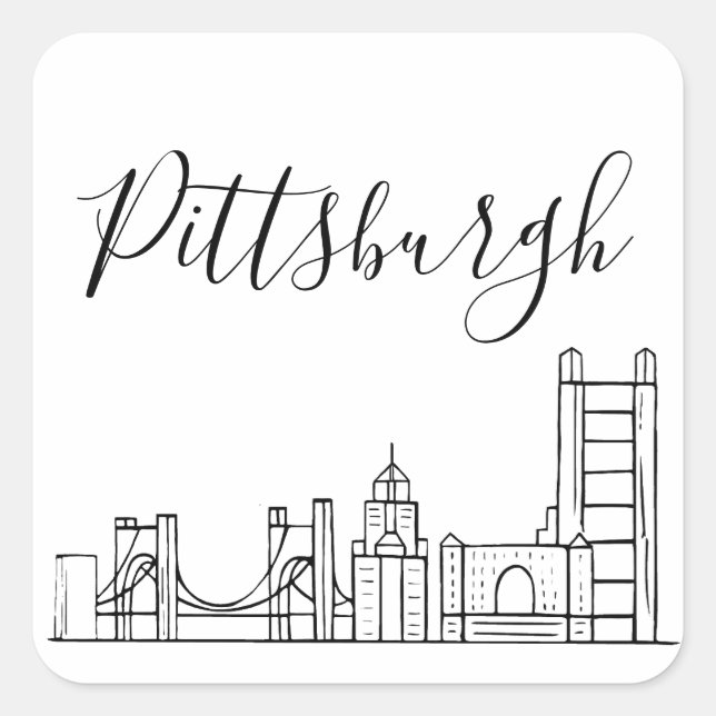 Adesivo Quadrado Pittsburgh Skyline (Frente)