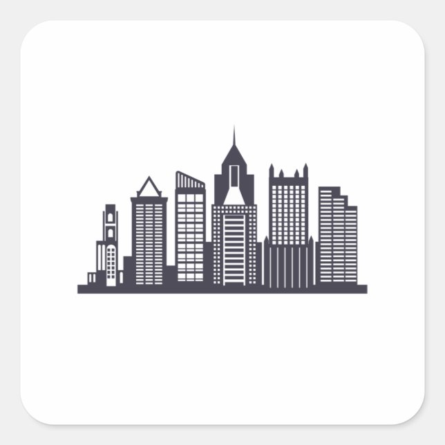 Adesivo Quadrado Pittsburgh Skyline (Frente)