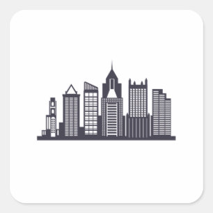 Adesivo Quadrado Pittsburgh Skyline