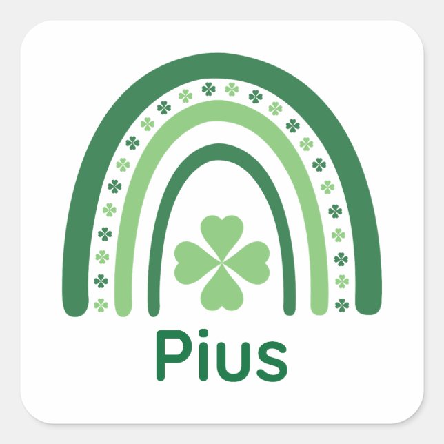 Adesivo Quadrado Pius Name Clover Boho Rainbow (Frente)