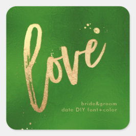 Adesivo Quadrado PixDezines Amor, falso Evergreen dourado