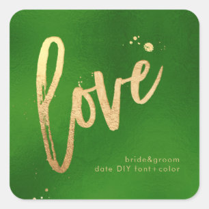 Adesivo Quadrado PixDezines Amor, falso Evergreen dourado
