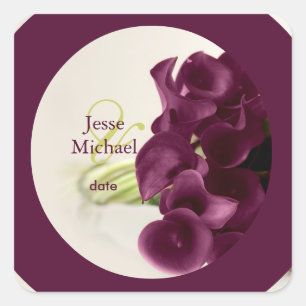 Adesivo Quadrado PixDezines Burgundy Calla Lillies, costume