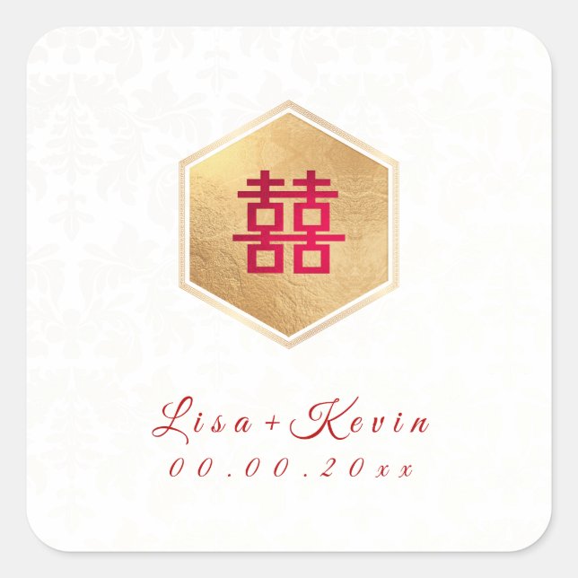 Adesivo Quadrado PixDezines Chinês Honeycomb Dupla apatia (Frente)