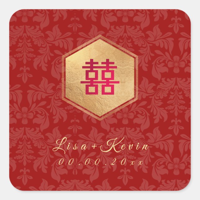 Adesivo Quadrado PixDezines Chinês Honeycomb Dupla apatia (Frente)