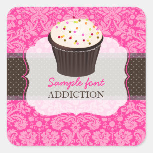 Adesivo Quadrado PixDezines cor suja, cupcake de aspersores