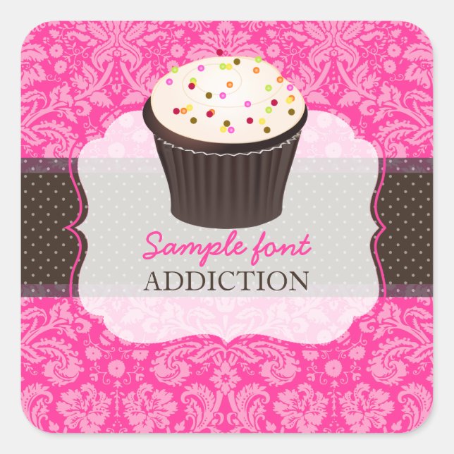 Adesivo Quadrado PixDezines cor suja, cupcake de aspersores (Frente)