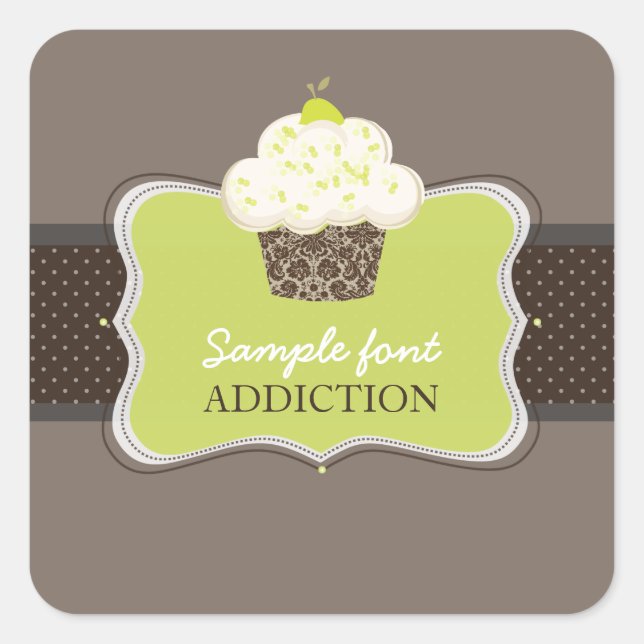 Adesivo Quadrado PixDezines cor suja, cupcake de tecla (Frente)