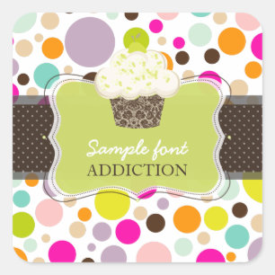 Adesivo Quadrado PixDezines cores suaves/gum de bolhas+cupcake de t