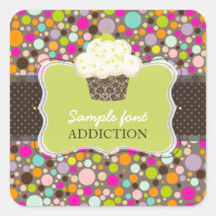 Adesivo Quadrado PixDezines cores suaves/gum de bolhas+cupcake de t