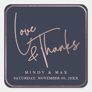 Adesivo Quadrado PixDezines FAUX ROSA DOURADO LOVE+OBRIGADOS DIY CO