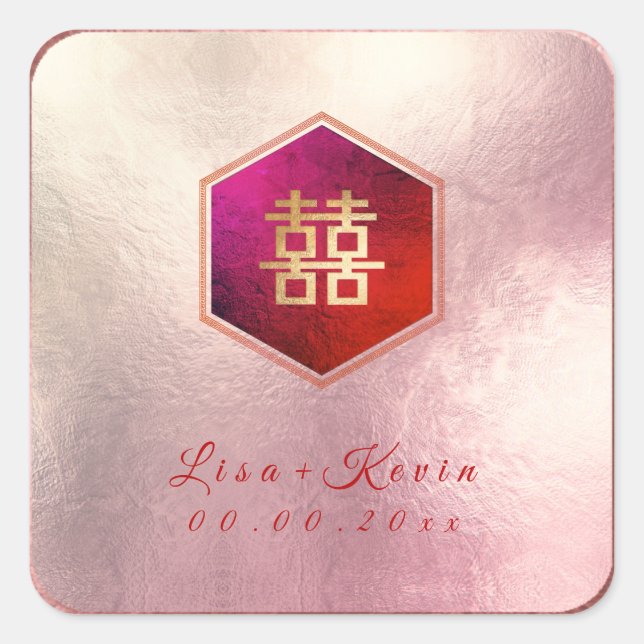 Adesivo Quadrado PixDezines Honeycomb Rosa de Omã de Felicidade Dup (Frente)