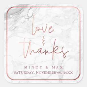 Adesivo Quadrado PixDezines MÁRMORE FALSO OURO ROSA LOVE+THANKS