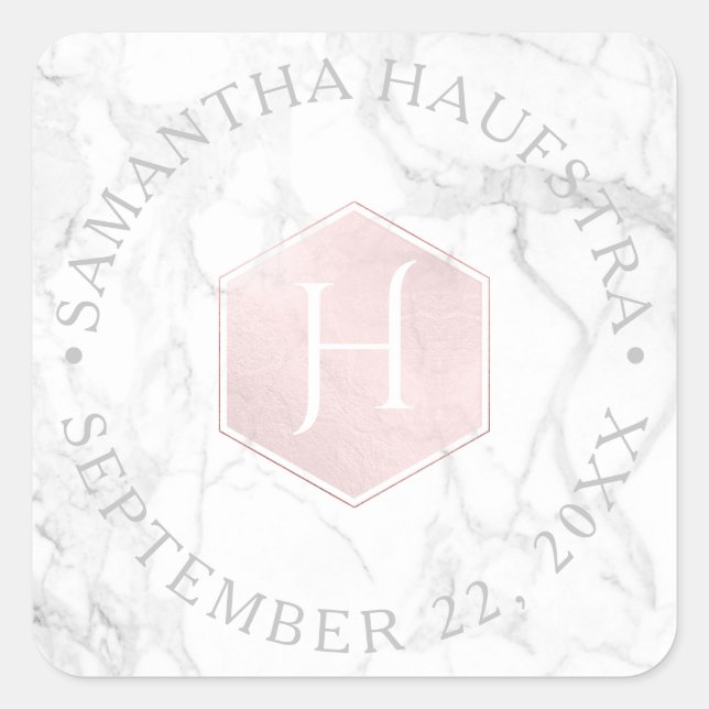 Adesivo Quadrado PixDezines Monograma Cor-de-rosa-pincel (Frente)