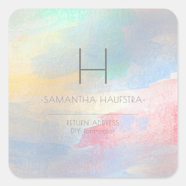 Adesivo Quadrado PixDezines Monograma Iridescente Molchado (Frente)