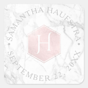 Adesivo Quadrado PixDezines Monogramas - Lâmpada de Honeycomb Rosa