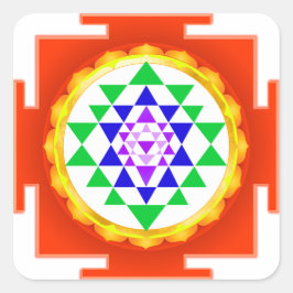 Adesivo Quadrado PixDezines Sri Yantra Chakra Limpeza/Brilho Laranj