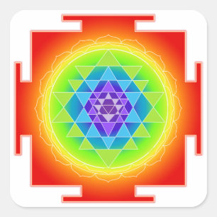 Adesivo Quadrado PixDezines Sri Yantra/Chakra/Meditação/Arco-íris