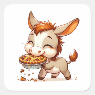 Adesivo Quadrado Pizza Adorável De Roubos De Donkey