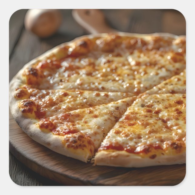 Adesivo Quadrado Pizza de Queijo (Frente)