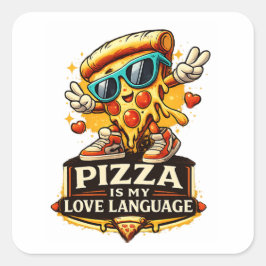 Adesivo Quadrado Pizza É Meu Amor Presente Divertido Para Amantes d