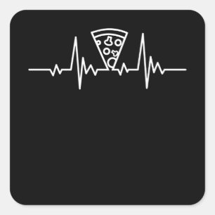 Adesivo Quadrado PIZZA HEARTBEAT Pizza Lover Pizzaholic Italiano